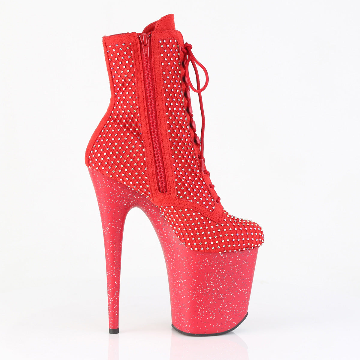 FLAMINGO-1020RM Pleaser Red Kinky Boots with Diamantes