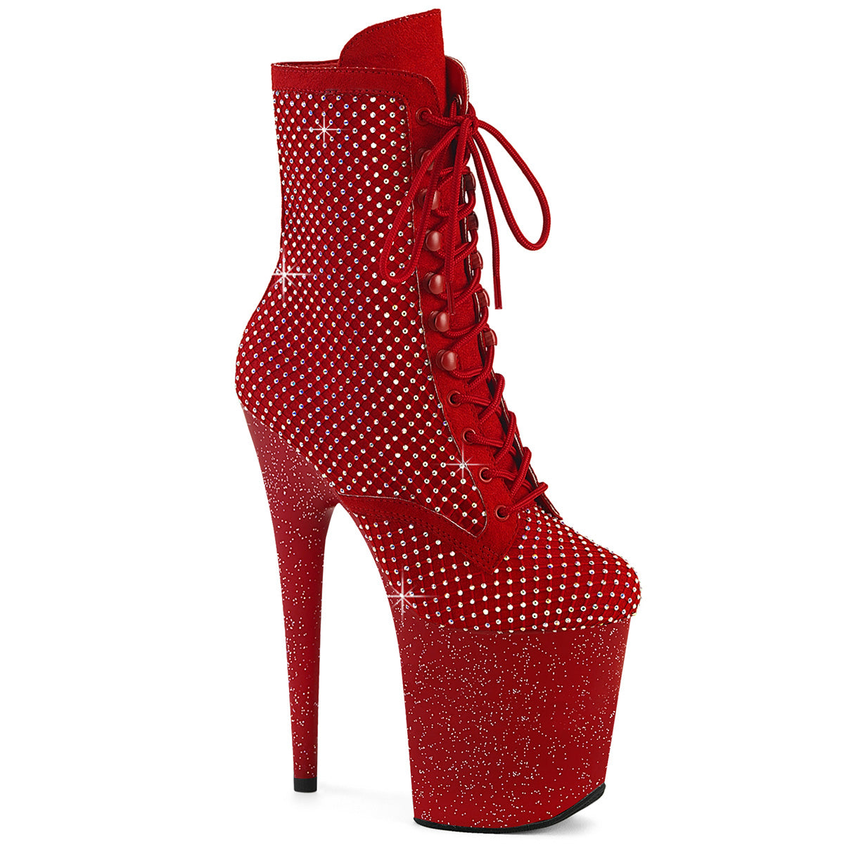 Flamingo-1020rm Pleaser Red Kinky Boots met Diamantes