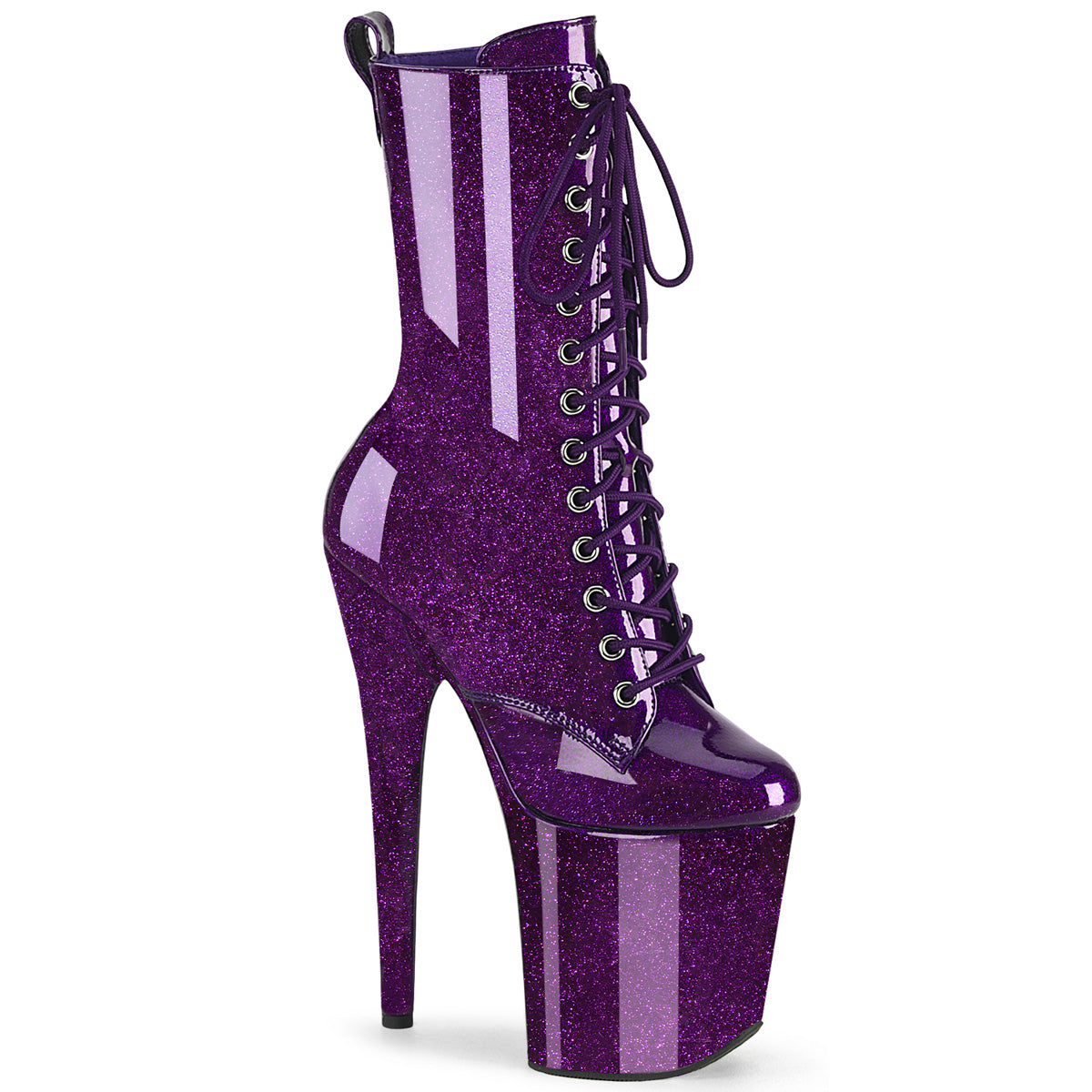 Purple Glitter 8 Inch Exotic Dancer Ankle Boots -  Pleaser FLAMINGO-1040GP