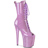 FLAMINGO-1041GP Pleaser Lilac Glitter Pole Dancing Open Toe Ankle Boots