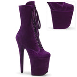 Purple 8 Inch Platform Pole Ankle Boots -  Pleaser FLAMINGO-1045VEL