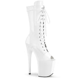 White 8 Inch Platform Pole Ankle Boots -  Pleaser FLAMINGO-1051