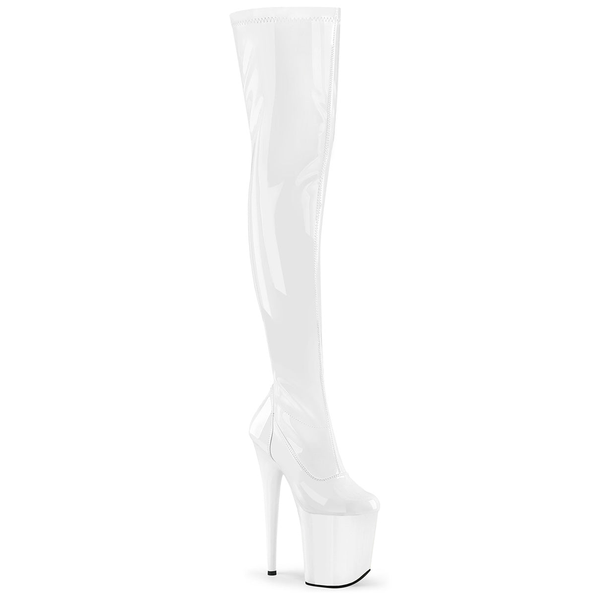 White 8 Inch Dancer Platform Thigh High boots -  Pleaser FLAMINGO-3000