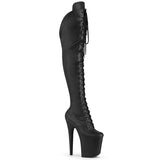 Black Faux Leather 8 Inch Strippers Thigh High boots -  Pleaser FLAMINGO-3014
