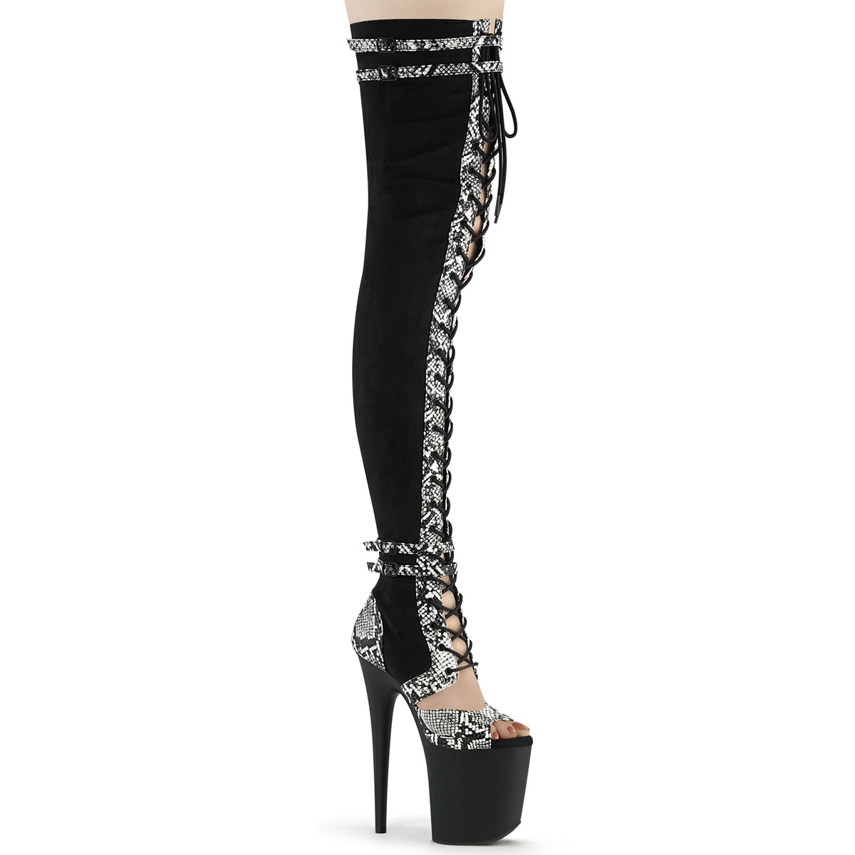 Black 8 Inch Pole Dancing Thigh High boots -  Pleaser FLAMINGO-3027SP