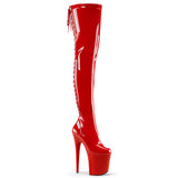 Red 8 Inch Exotic Dance Thigh High boots -  Pleaser FLAMINGO-3063