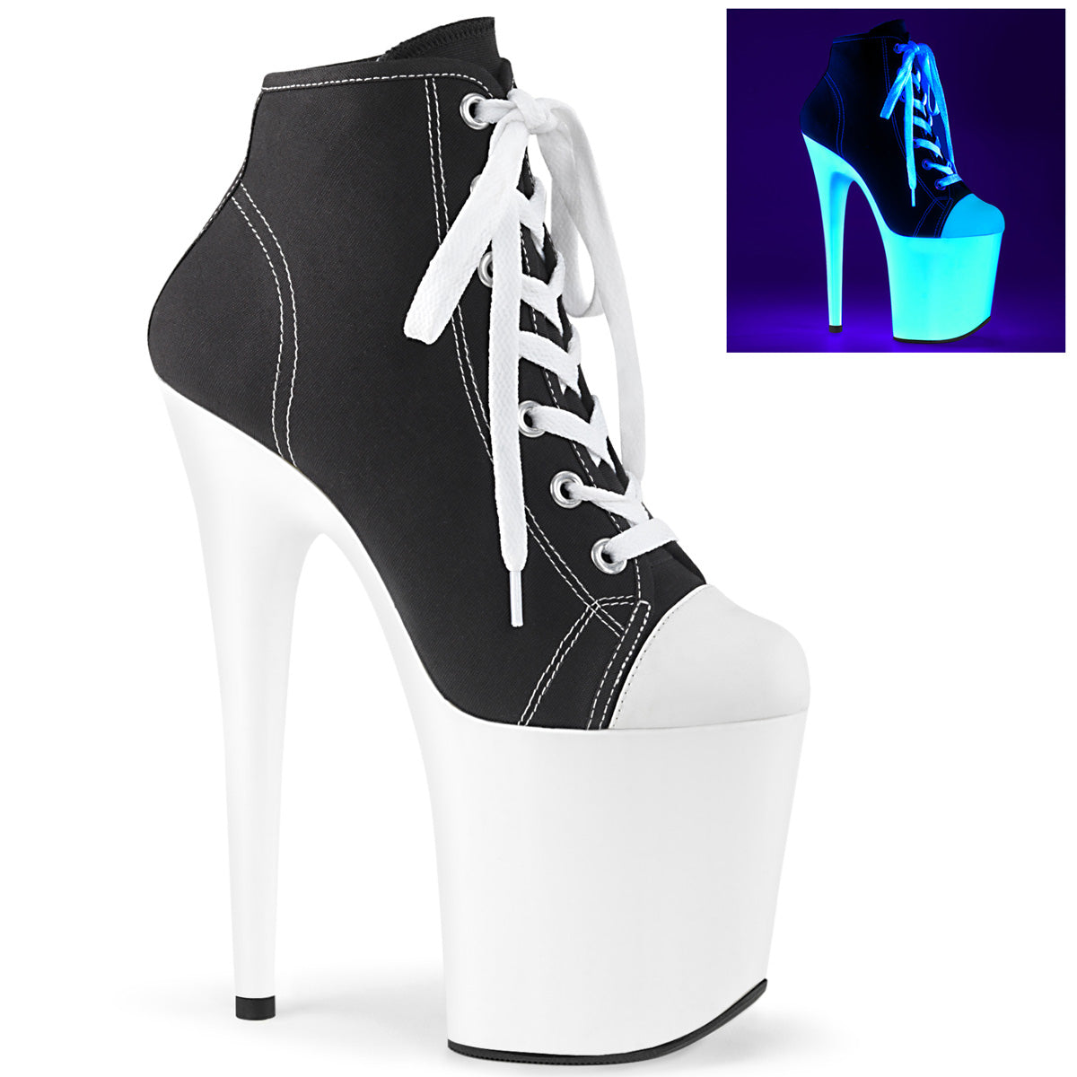 Black 8 Inch Pole Dancing Platform Shoes -  Pleaser FLAMINGO-800SK-02