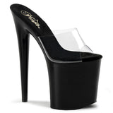 Flamingo-801 Pleaser 8 "Tacón transparente y plataformas de stripper negras Tacones altos
