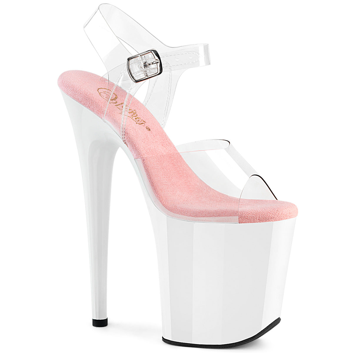 FLAMINGO-808 Pleaser 8" Baby Pink Pole Dancing White Platform Heels