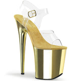 Gold Chrome 8 Inch Pole Dance Platform Shoes -  Pleaser FLAMINGO-808