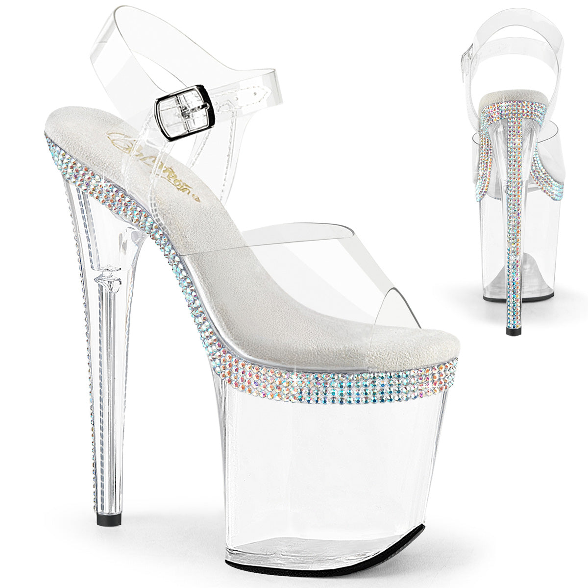 Clear 8 Inch Strippers Platform Shoes -  Pleaser FLAMINGO-808MLS