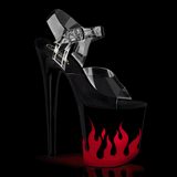 Black Red 8 Inch Sexy Platform Pole Heels -  Pleaser FLAMINGO-808NLFL