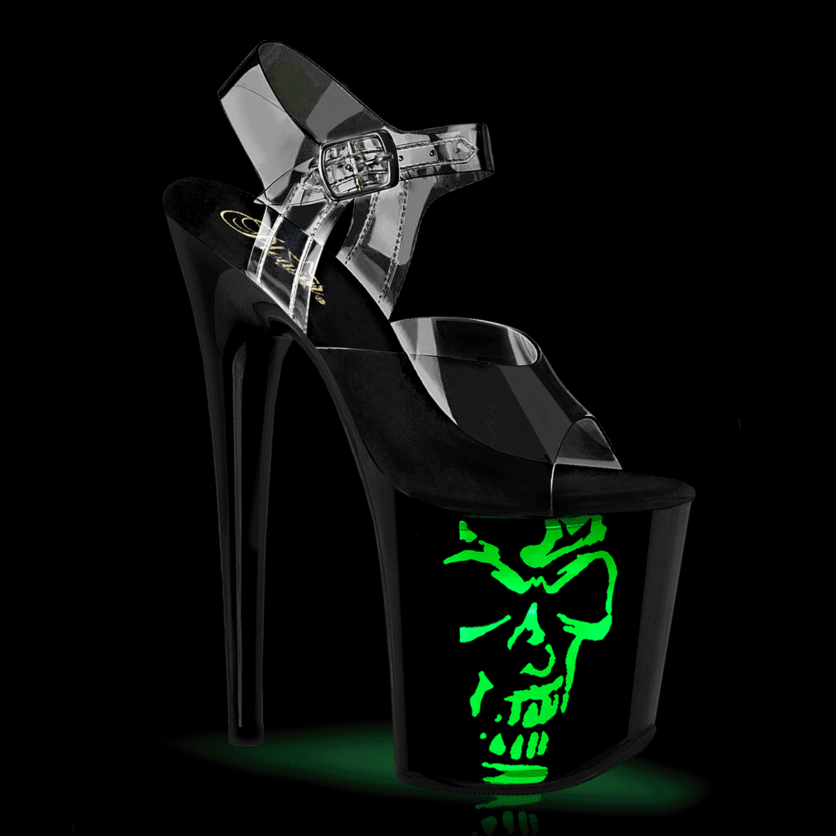 Clear Black 8 Inch High Dancers Pole Heels -  Pleaser FLAMINGO-808NLSK