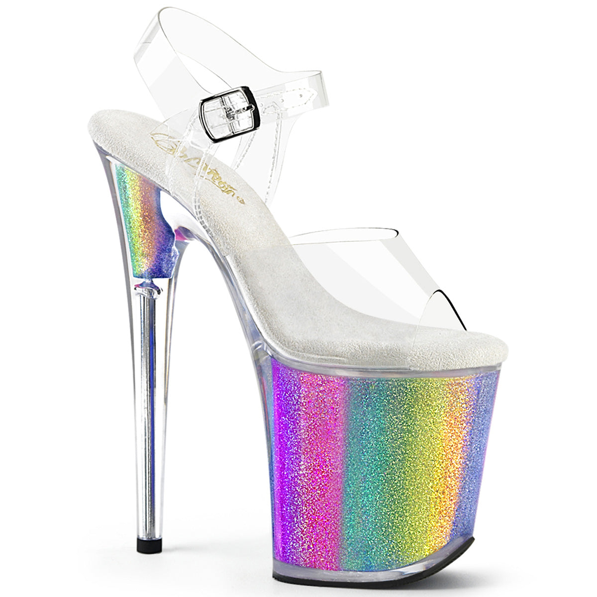 Rainbow Glitter 8 Inch Sexy Platform Pole Heels -  Pleaser FLAMINGO-808RG-01