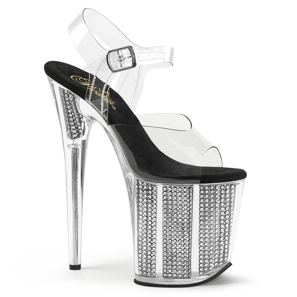 Clear Black 8 Inch Sexy Platform Pole Heels -  Pleaser FLAMINGO-808SRS