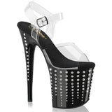 Clear Black 8 Inch High Dancers Pole Heels -  Pleaser FLAMINGO-808TDRS
