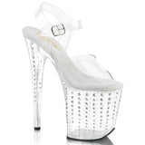 Clear Bling 8 Inch Statement Dancer Pole Heels -  Pleaser FLAMINGO-808TDRS
