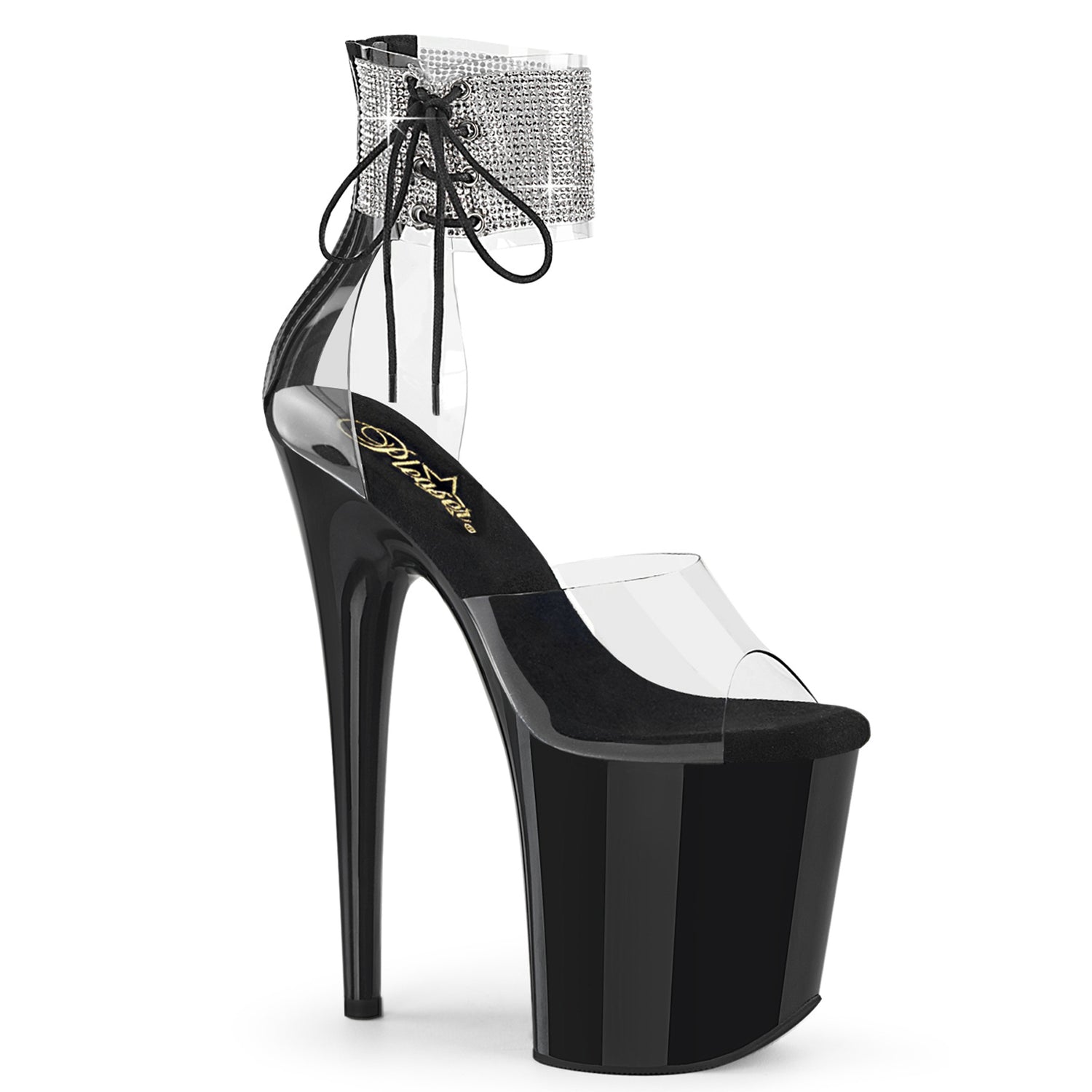 Clear Black 8 Inch Dancer Platform Platform Shoes -  Pleaser FLAMINGO-824RS