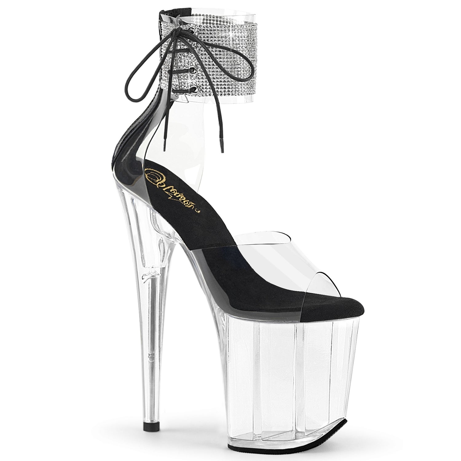 Flamingo-824RS Pleaser Sexy Clear Platform Stripper Bling Toble Puff Zapatos
