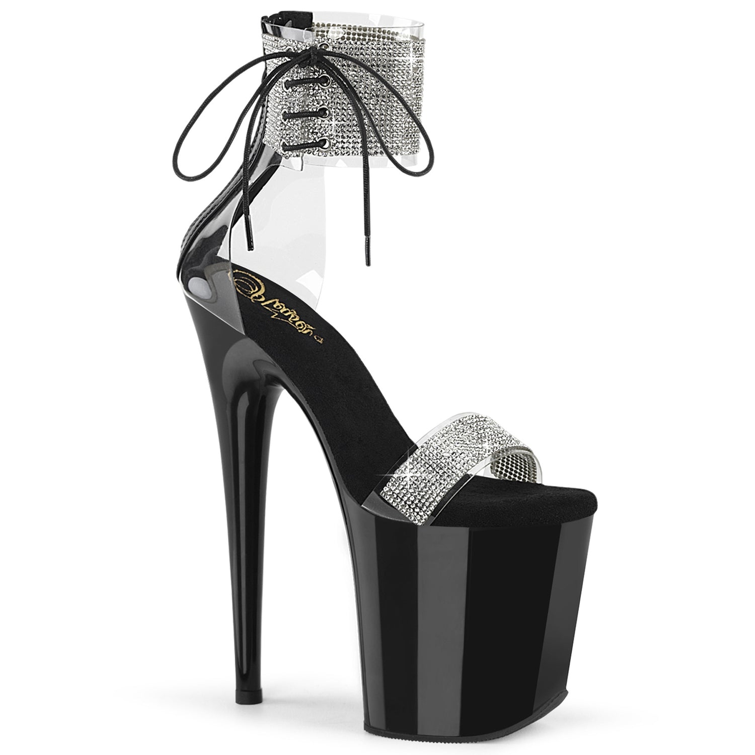 Flamingo-827RS Pleash Sexy Black Bling 8 inch Exotic Dance Heels