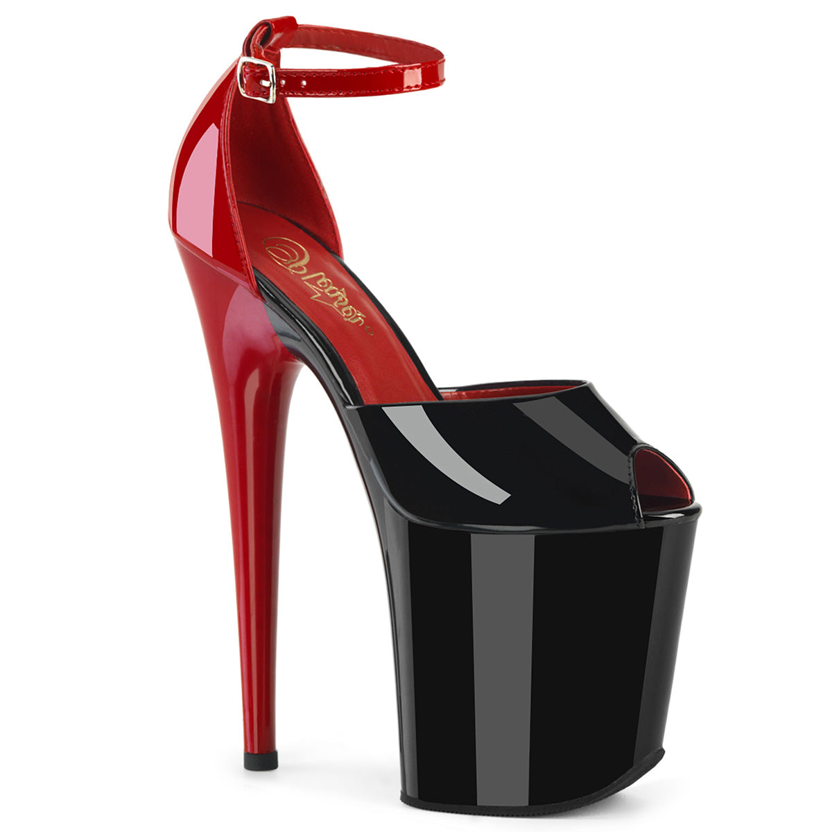 Black Red 8 Inch Platform Sexy  Pole Heels -  Pleaser FLAMINGO-868