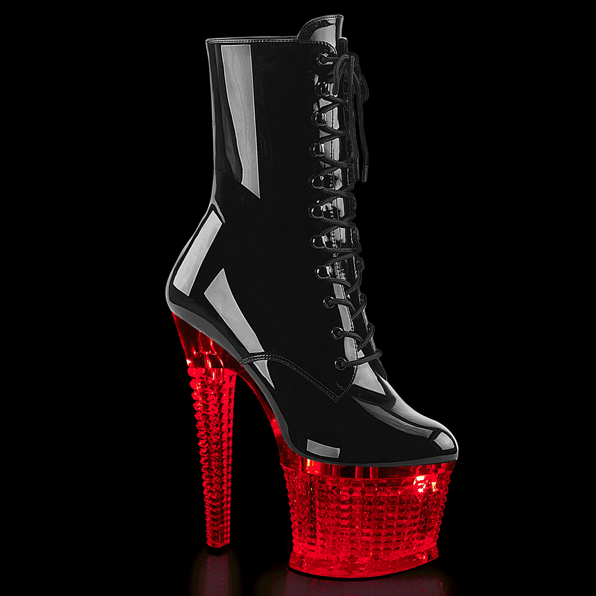 Flashdance-1020Spec Pleaser Black Patent Light Up Boots de la plataforma de la plataforma