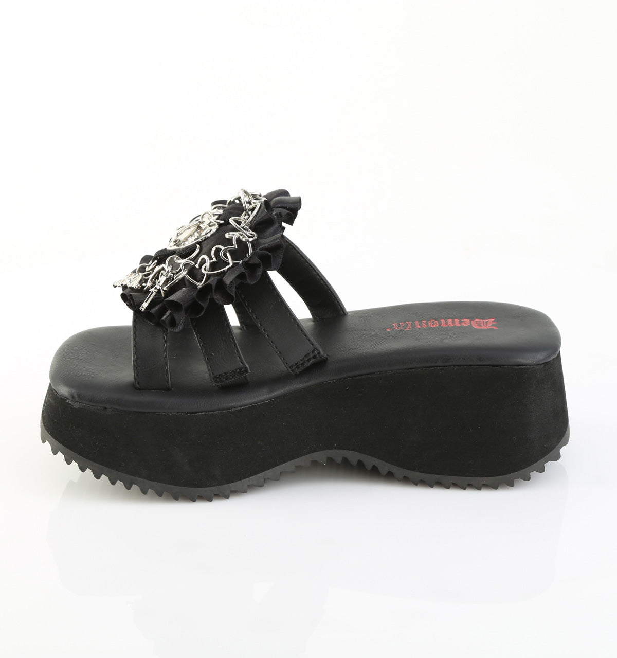 FLIP-16 Demonia Blk Vegan Leather-Satin Alternative Footwear