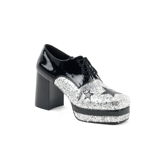 GLAMROCK-02 Funtasma Black Pat-Silver Gltr Men's Shoes