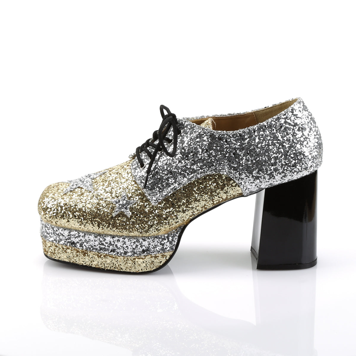 GlamRock-02 Funtasma SLV-Gold Glitter Shoes para hombres