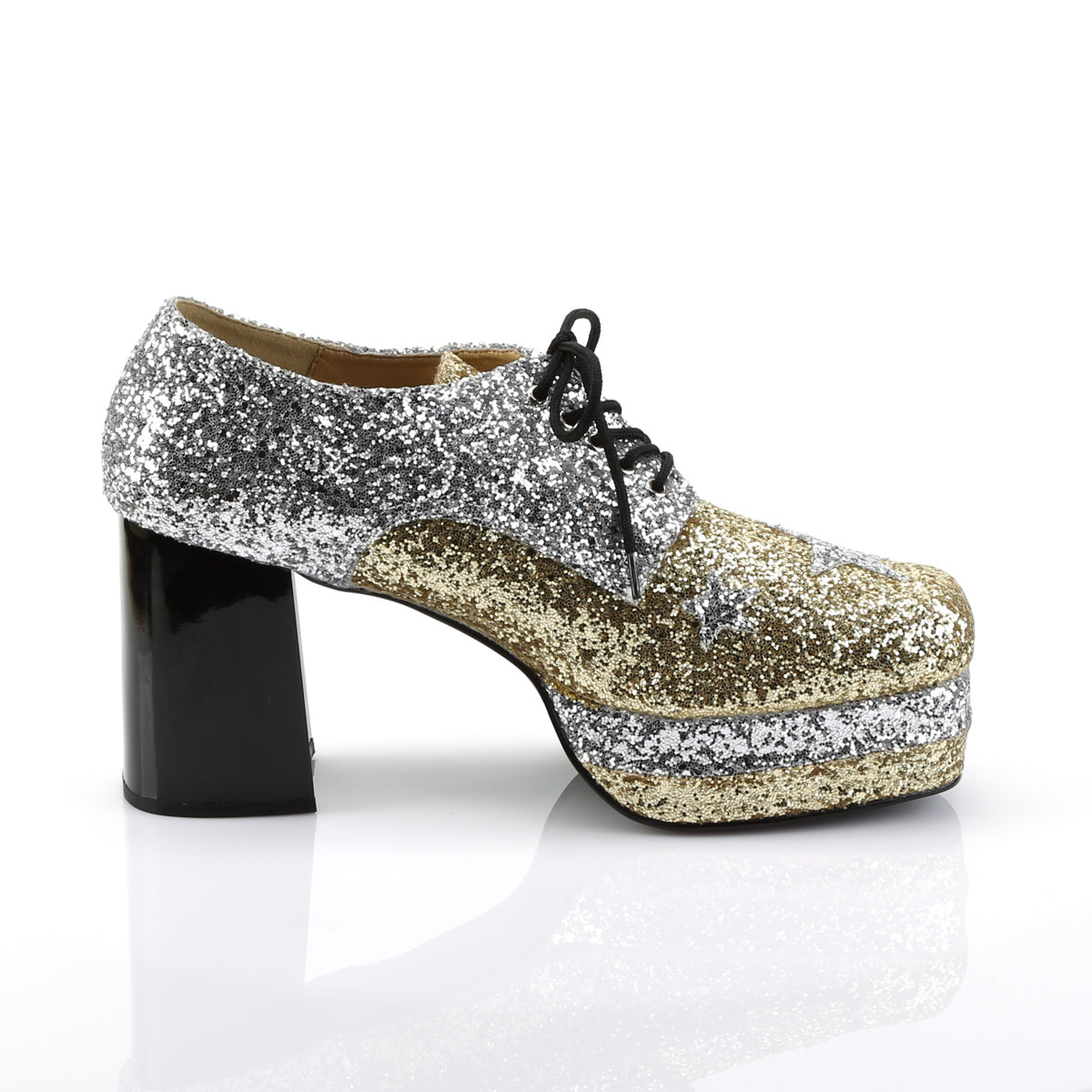 GlamRock-02 Funtasma SLV-Gold Glitter Shoes para hombres