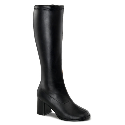 GOGO-300WC Pleasers Funtasma 3" Heel Black Wide Width Knee High Boots