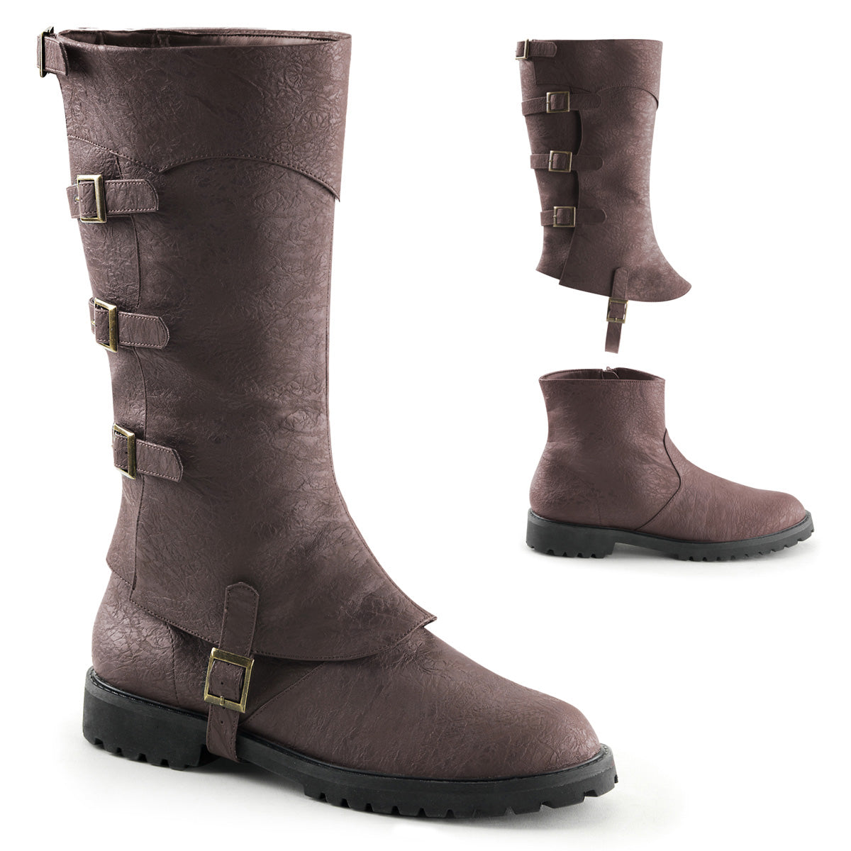 Gotham-105 Funtasma Brown angustiado PU botas para hombres