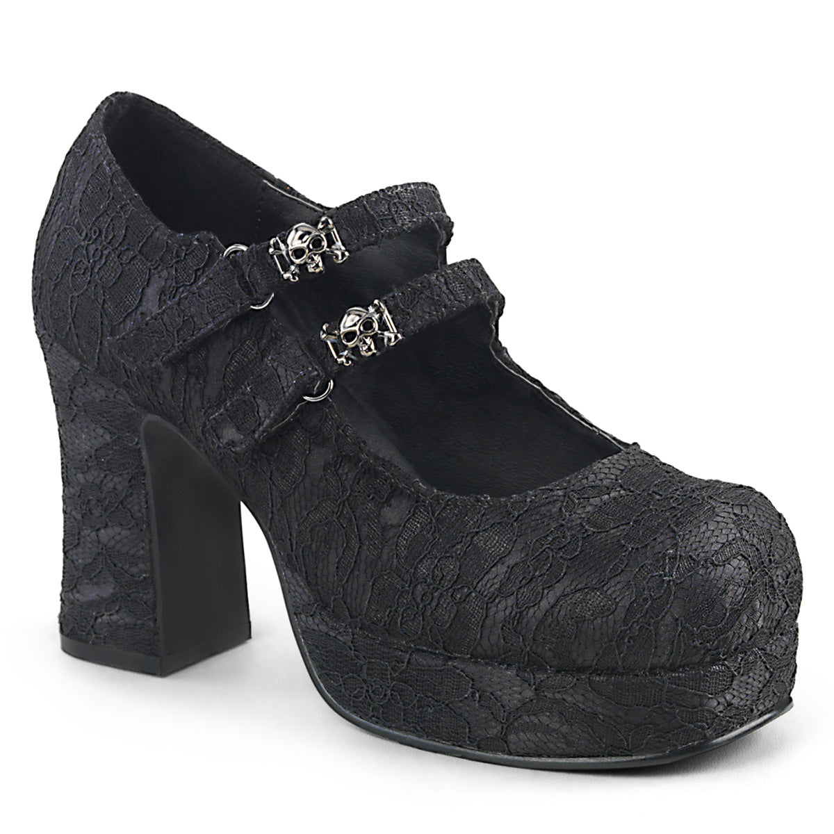 Black Satin 3.8 Inch Alternative Footwear -  Demonia Cult GOTHIKA-09