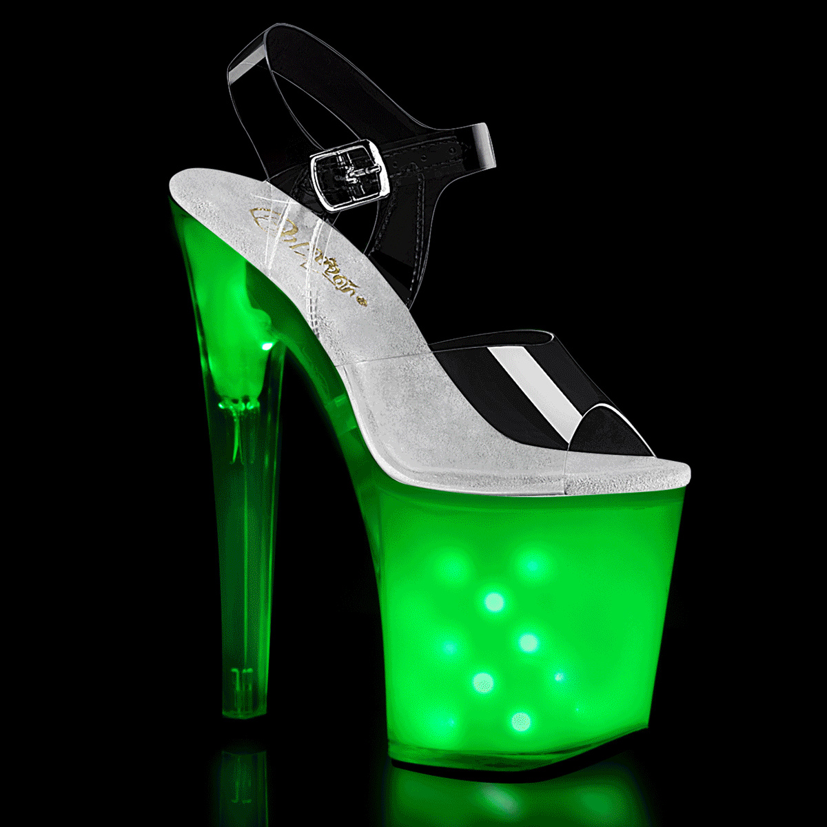 White Glow 8 Inch Pole Dancing Platform Shoes -  Pleaser ILLUMINATOR-808