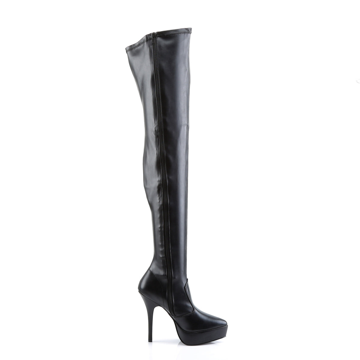 INDULGE-3000 Devious 5 Inch Heel Black Platforms Thigh Highs