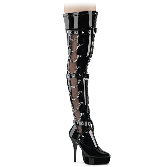 INDULGE-3026 Devious Black Patent Over the Knee Fetish Boots