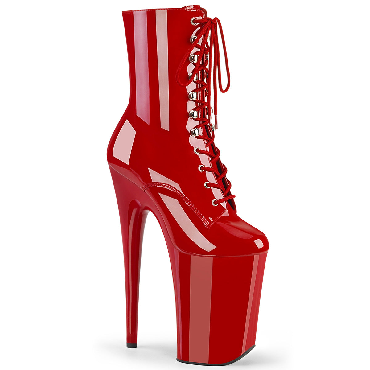 Red 9 Inch Extreme Heel Ankle Boots -  Pleaser INFINITY-1020