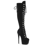 Black 7 Inch Pole Dancing Thigh Boots -  Pleaser JUBILANT-3012FS