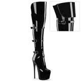 Black Patent 7 Inch Pole Dancing Thigh Boots -  Pleaser JUBILANT-3018
