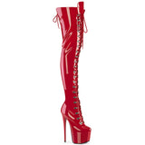 Red 7 Inch Fetish Style Crotch Length Boots -  Pleaser JUBILANT-4012