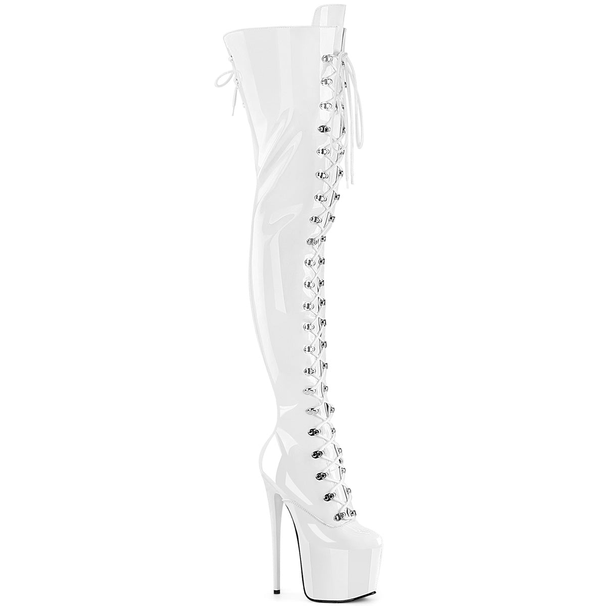 White 7 Inch Pole Dancer Ctotch Boots -  Pleaser JUBILANT-4012