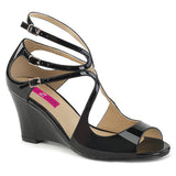 KIMBERLY-04 Large Size Ladies Shoes 3" Heel Black Patent Fetish Footwear