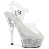 KISS-208RSI Pleaser Rhinestone Filled Platform Perspex Ankle Strap Heels