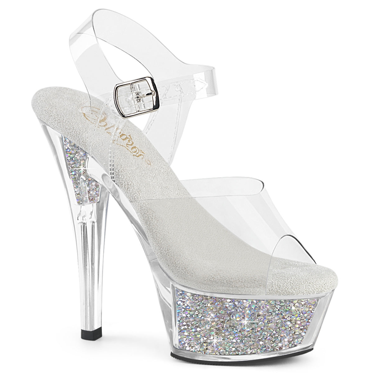 Clear Bling 6 Inch Pole Dance Platform Shoes -  Pleaser KISS-208RSI