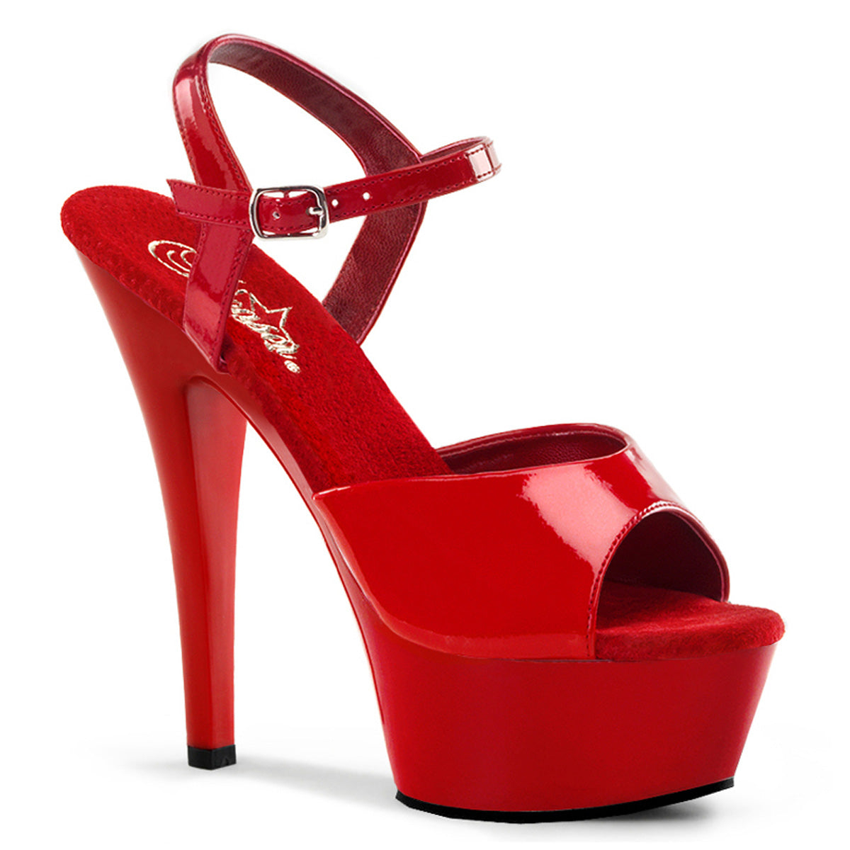 Red 6 Inch Pole Dance Platform Shoes -  Pleaser KISS-209