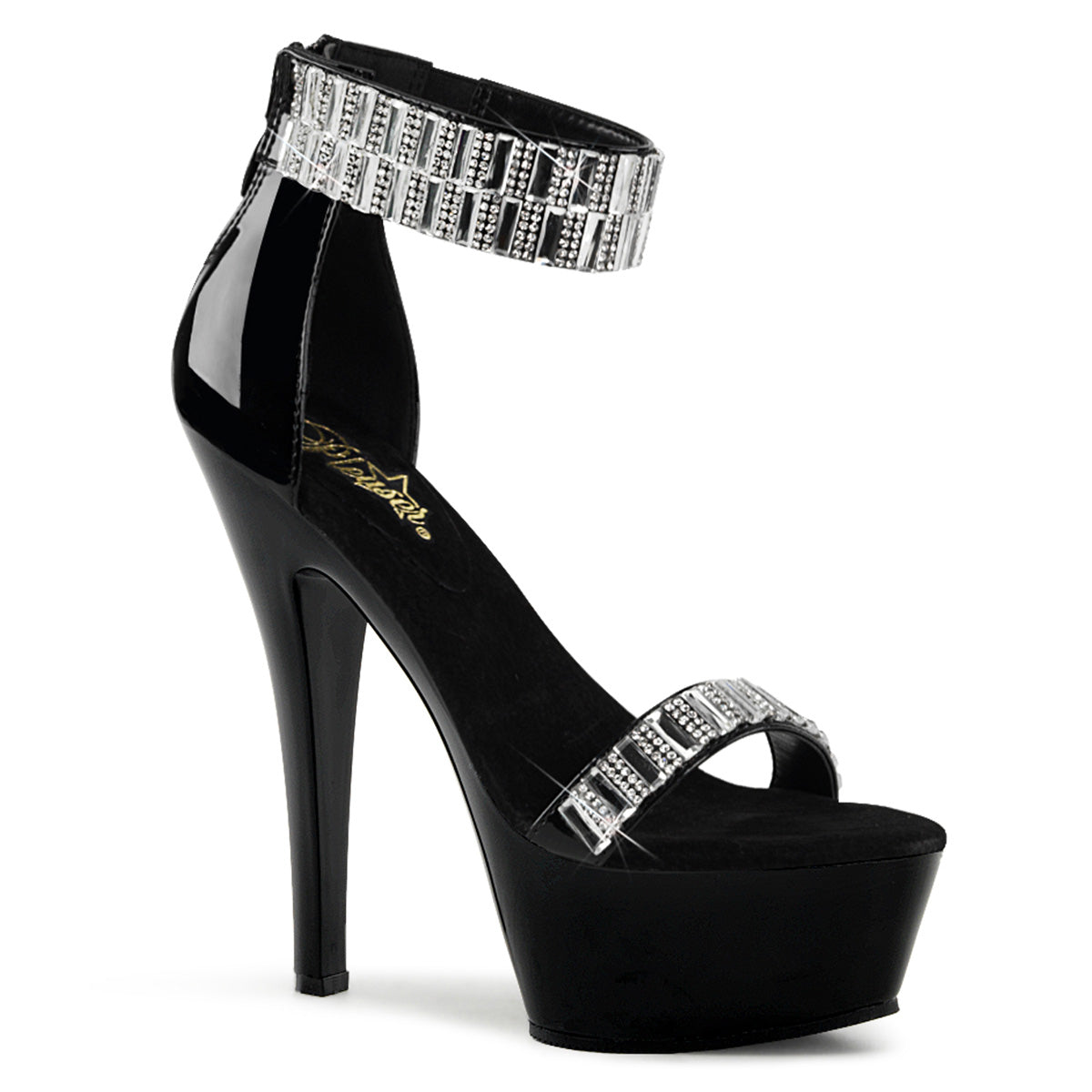 KISS-269RS PLEASER DE 6 pulgadas Tacón negro Bling Stripper Platforms Heels High