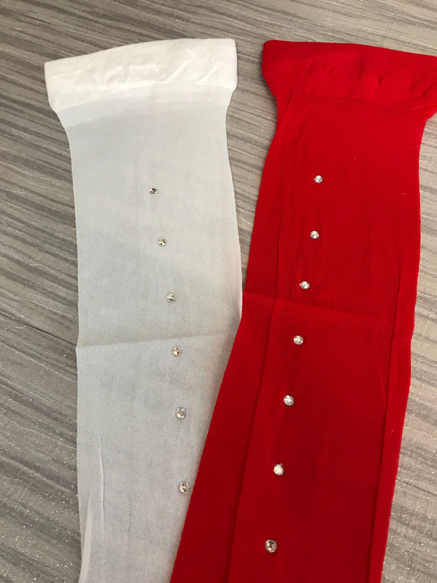 LA1909 Red Leg Avenue Sheer Thigh Highs With Rhinestone back Seam