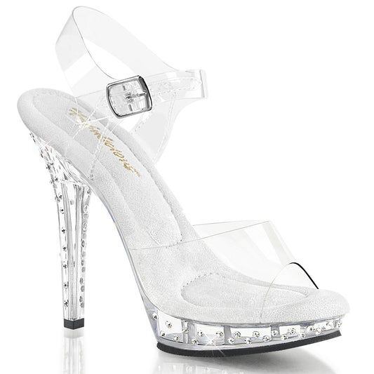 LIP-108SDT Fetish 5" Heel Clear Posing Competition Rhinestone Sandals