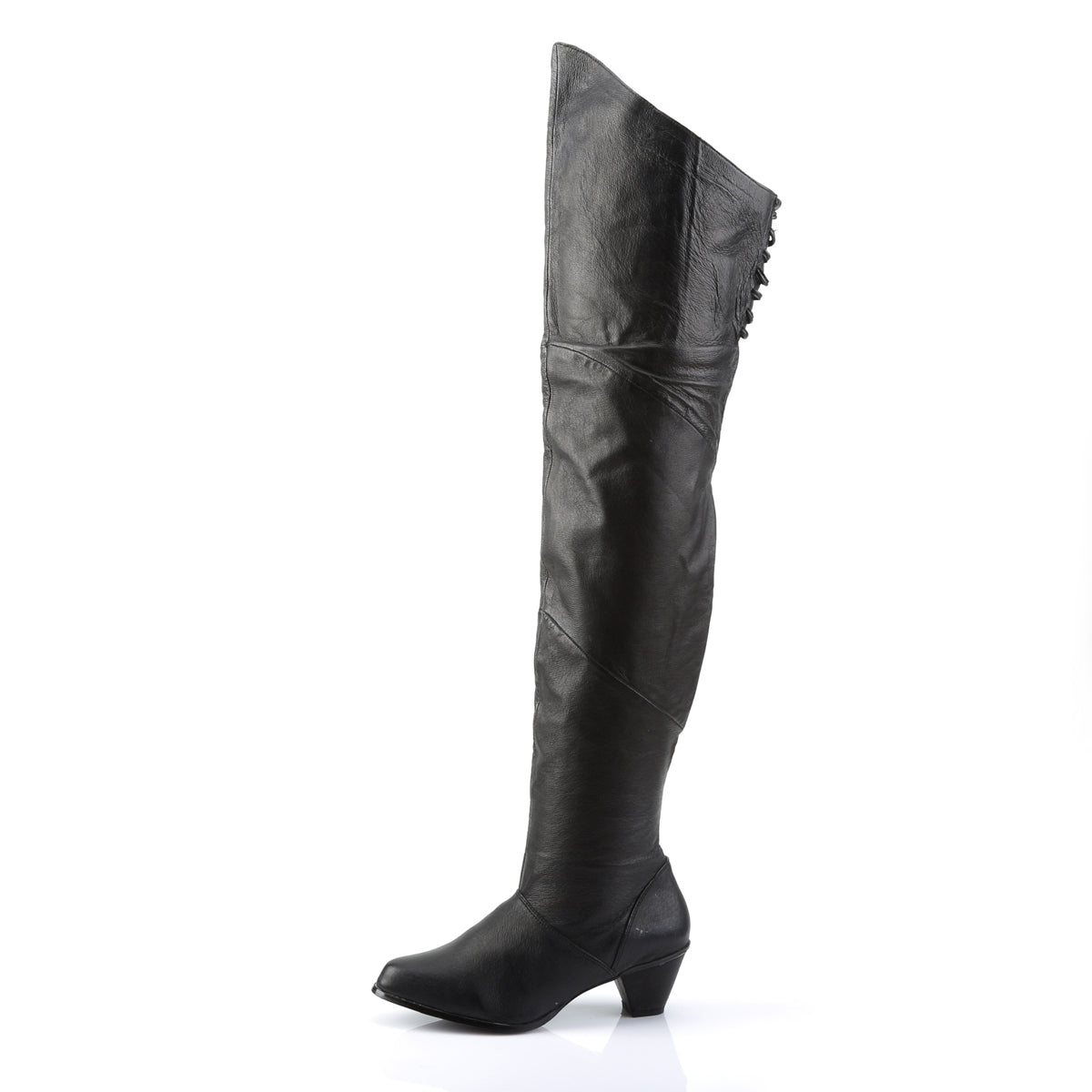 MAIDEN-8828 Pleasers Funtasma 2.5" Heel Black Leather Women's Boots