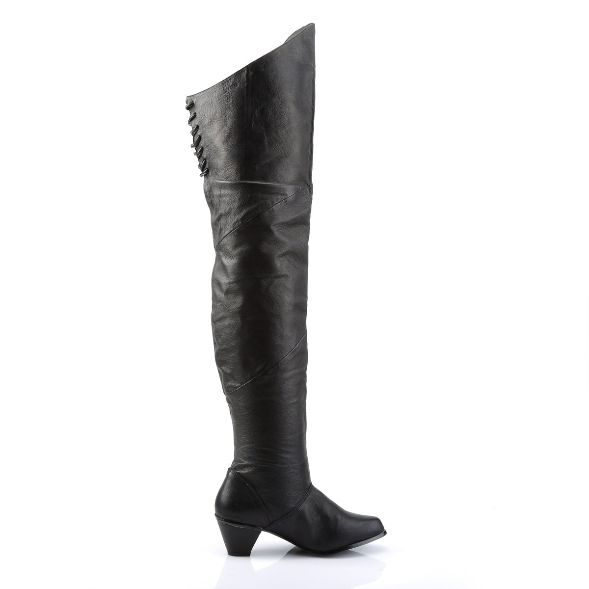 MAIDEN-8828 Pleasers Funtasma 2.5" Heel Black Leather Women's Boots